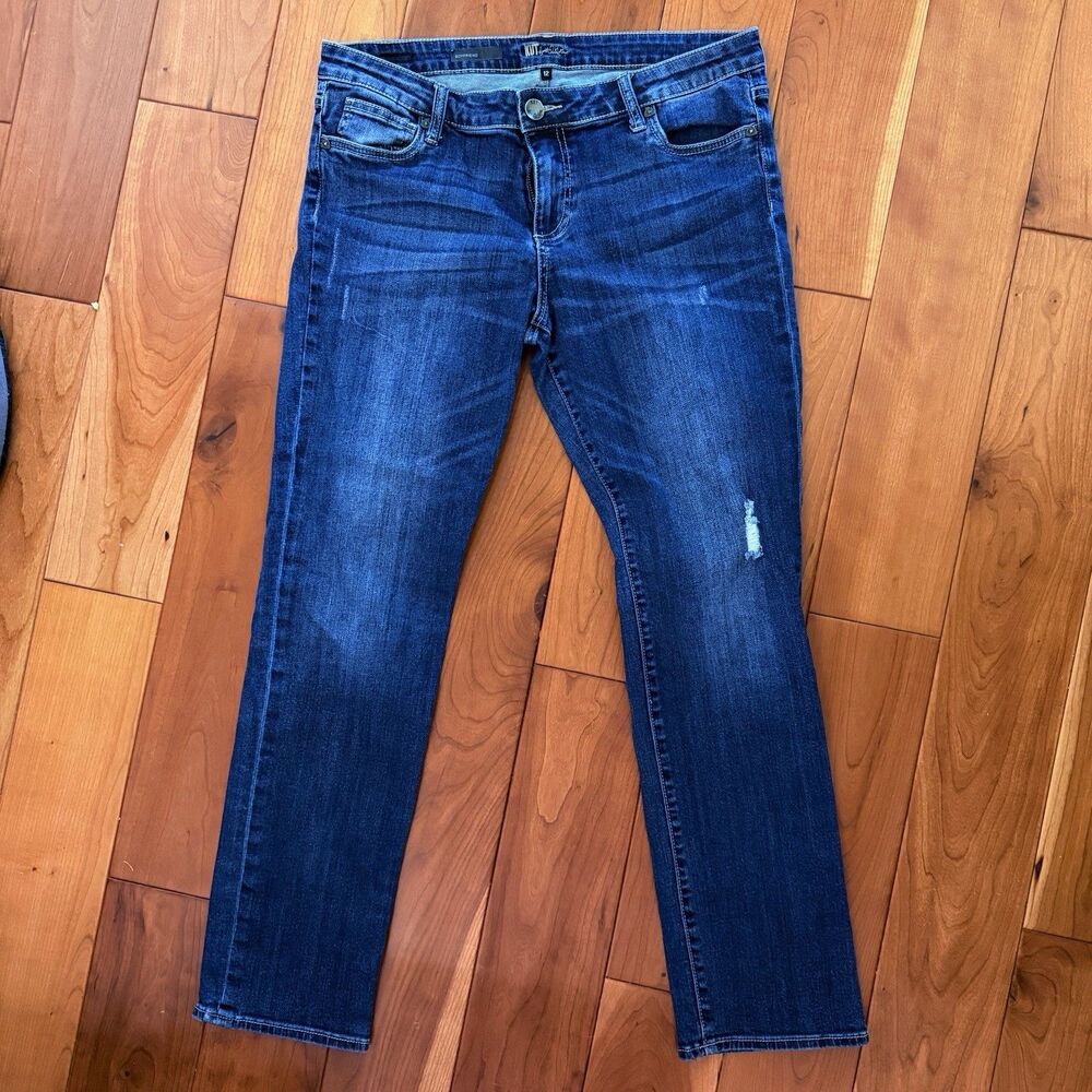 Kut from the Kloth Women Blue Denim Boyfriend Straight Jeans Sz 12 (34X29)